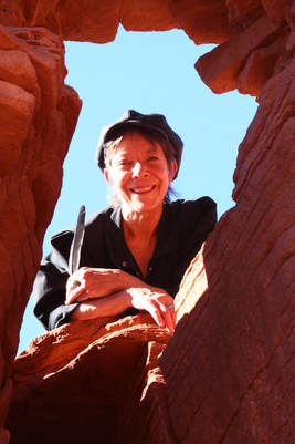 Phyllis among the red rocks